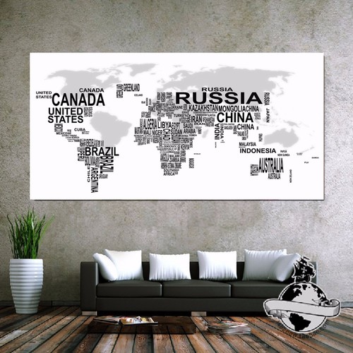Banner Huge large  Size canvas  Words Decor Wall Home World Map Gift Poster  - Picture 1 of 11