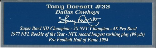 Tony Dorsett Autograph Nameplate Dallas Cowboys Helmet Photo Ball Jersey  - Afbeelding 1 van 12