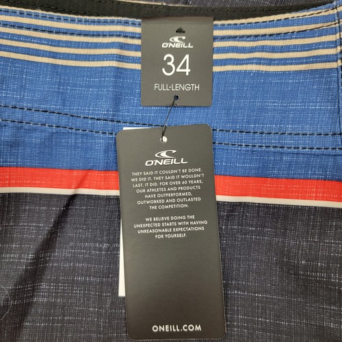 Pantalones Cortos de Tabla ONEILL Para Hombres 34 Santa Cruz Rayas Azul Carbón Rojo Playa Surf Cali - Imagen 14 de 15