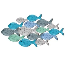  Beach Wall Decor Wooden Fish Wall Decor School of Fish Beach Bathroom Cute