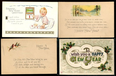 Vintage Hy New Year Postcards Mixed Lot Of 8 Ebay Vintage Hy New Year Postcards