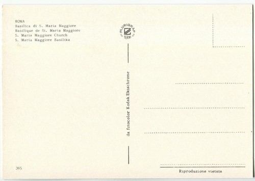 Plurigraf Terni Roma Postcard - Rome, Italy - St. Maria Maggiore Church - Picture 2 of 2