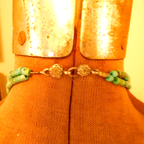 De colección. COLLAR NATIVO AMERICANO NAVAJO TURQUESA PEPITA DOS HEBRAS CIERRE ESTERLINA - Imagen 5 de 17