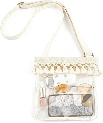 Transparente Tasche Stadion zugelassen, Boho Konzert Geldbörsen für Frauen süß Crossbody - Bild 1 von 2