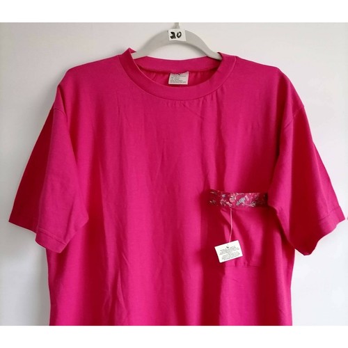 Esleep Womens Pajama Top Fuchsia Pink Floral Pocket 100% Cotton M New - Picture 3 of 5