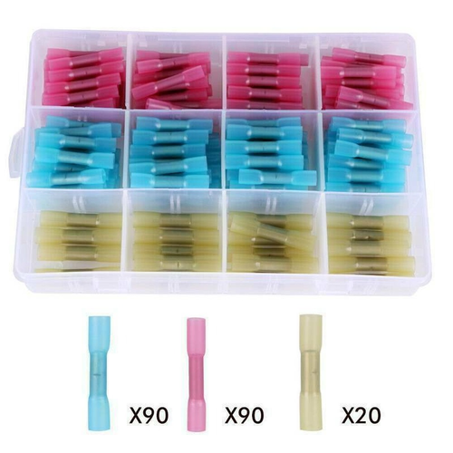 200Pcs Waterproof Heat Shrink Insulated Wire Butt Connectors Crimp Terminals Kit - Picture 15 of 15