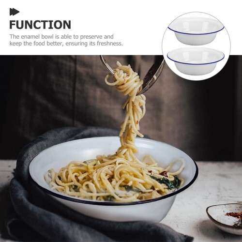 2pcs Enamel Bowl Household Enamel Bowl Vintage Enamelware Basin Kitchen Enamel - Picture 12 of 12