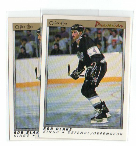 ROB BLAKE LOS ANGELES KINGS 1990/91 OPC O PEE CHEE PREMIER 2X LOT ROOKIE RC