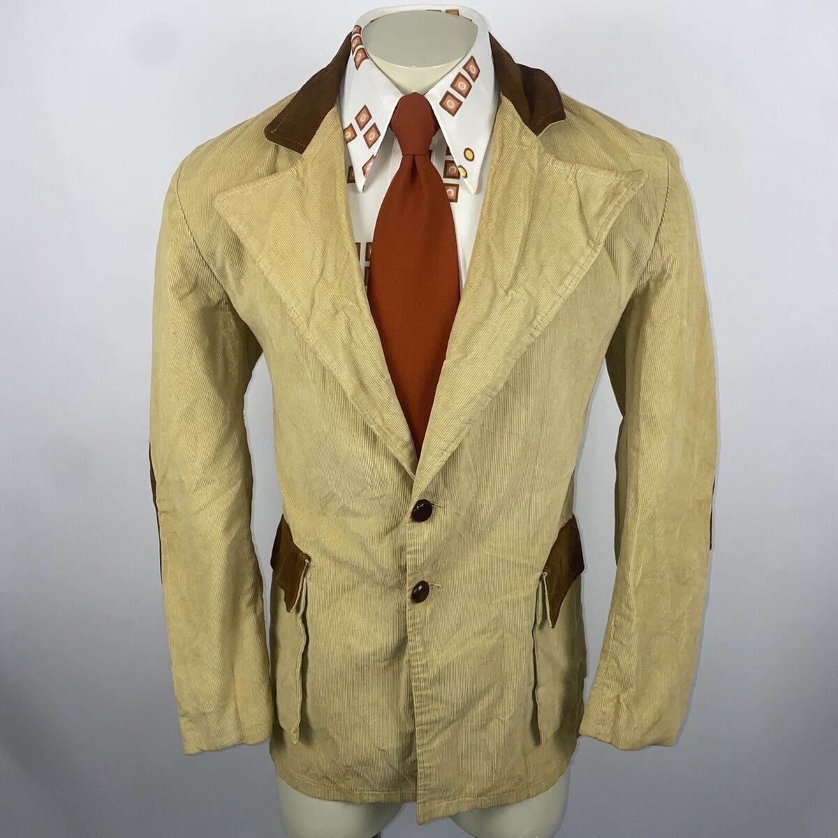 Vintage 1970s Corduroy Blazer Suit Jacket Sport Coat Disco