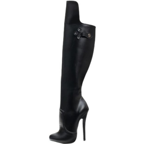 Women Sexy Zipper Retro Black Knee Boots Stilettos High Heels Club Shoes - Picture 4 of 9