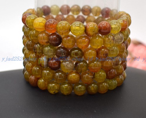 Wholesale Lot 6 Pcs Yellow Dragon Veins Agate 8mm 7.5” Crystal Stretch Bracelet - Picture 10 of 12