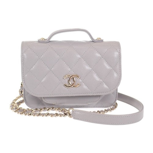 CHANEL Infinity Mini Chain Wallet 2WAY Bag Shoulder Bag Caviar Skin Grey TGIS - Picture 2 of 19