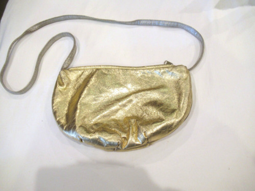 Avanti gold leather purse, hobo shape, c. 1980s - image 1
