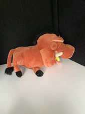 Disney Store Lion King Pumba Warthog Grub Bugs in Mouth Pumbaa Pig Plush Boar