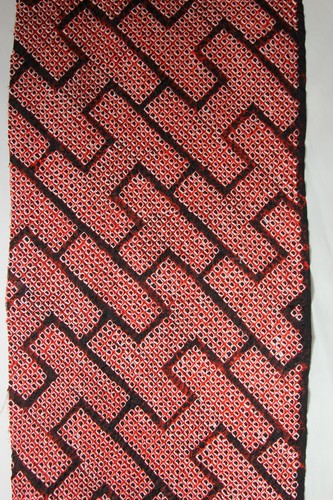 vintage Japanese silk shibori fabric artisan hand tie dye red brown dot 6 - Picture 22 of 24