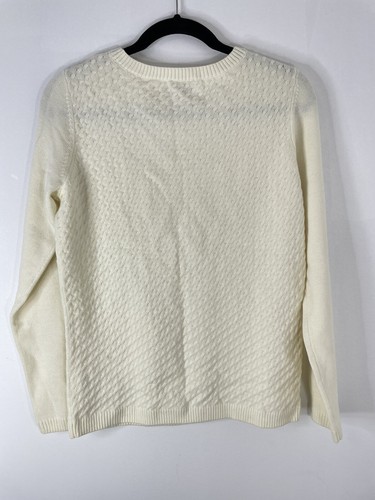Talbots Womens Fringe Sweater Wool Blend Cream Size small - Picture 2 of 6