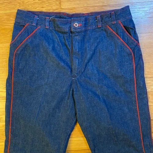 NWT 1970s Size 18 (35x34) Maverick Automaticks Vintage Jeans Red Piping Pants - Picture 2 of 13