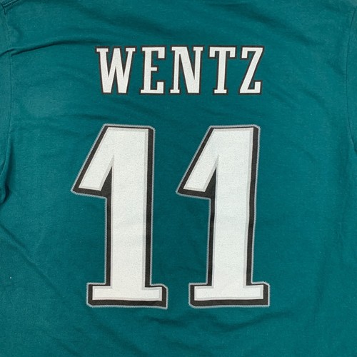 Majestic Philadelphia Eagles T Shirt Mens XL Carson Wentz QB Green Cotton Tee - Picture 7 of 10