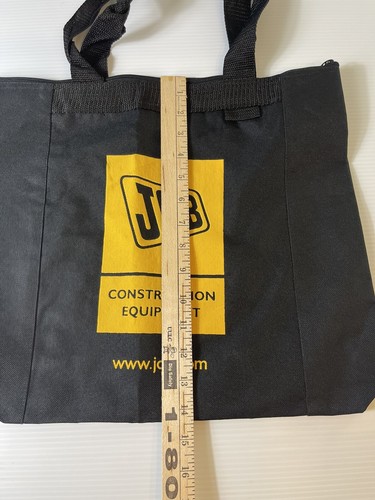 JCB Construction Equipment Tote Bag Black With Yellow Logo Zipper Closure Straps - Picture 9 of 11