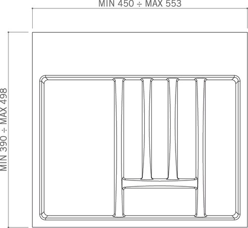 PORTAPOSATE DIVISORIO PER CASSETTO 40 50 60 70 80 90 cm CUCINA CASSETTI - Foto 11 di 13
