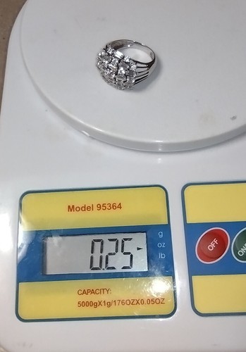 Round and Baguette CZ Dome Ring Size 11 Silver A525 Stainless Steel cocktail - Picture 15 of 15