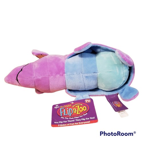 FlipAZoo Flip A Zoo Plush 11" Toy Purple Elephant Tyria Blue Puppy Dog Azury - Picture 7 of 7