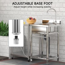 Free Standing Sink, Stainless Steel Utility Sink with Pull-Out Faucet