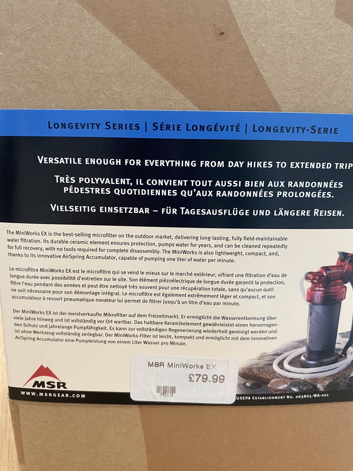 MSR MiniWorks® EX Microfilter Carbon/Ceramic Filter 1 Litre of