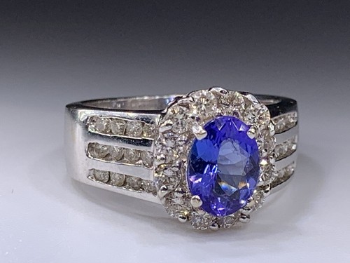 LeVian 2.00cttw Oval Tanzanite & Diamond Ring 18k White Gold - Picture 8 of 17