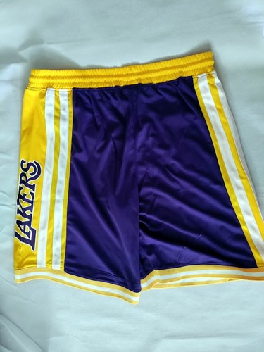 MEN'S NBA OFFICIAL LOS ANGELES LAKERS JERSEY SHORTS "II STRIPES" LA PURPLE 2XL - Picture 5 of 7
