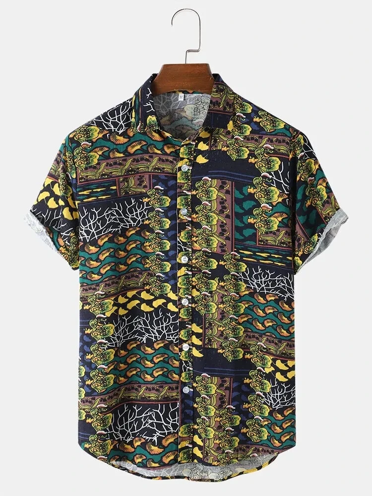 JG41 Green Yellow Printed Shirt
