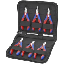 KNIPEX KNPX-00 20 16 7-Piece Electronic Pliers Set In Zipper Pouch