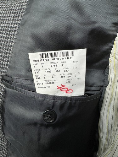 Corneliani men’s 2 btn wool cashmere check blazer jacket size IT50 US40 p2p 20,9 - Picture 12 of 12