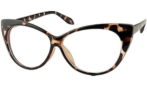 Womens Leopard Hot Fashion Clear Lense Nerd Geek Glasses Retro Cat Eye Style - Picture 6 of 7