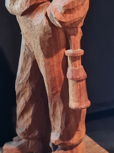 Mineur sculpté populaire 34 cm figurine en bois Monts Métallifères avec lampe de mineur et marteau perforateur