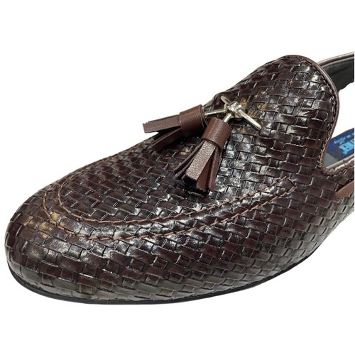 Mocasín Mocasín Marrón Trenzado Trenzado Zapatos Hombre Slipper 43 - Imagen 3 de 6