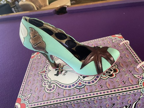 NIB Irregular Choice Shell shoes turquoise multi Pumps, 8, Scuff Only, Sea Style - Picture 4 of 9