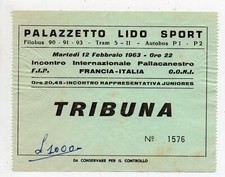 Basketball Ticket - International Match ITALY vs FRANCE - Year 1963