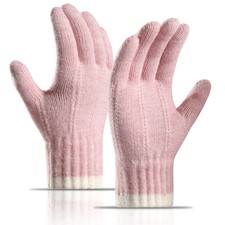 Winter Knit Soft Thick Fleece Lined Gloves for Women Warm Touch Screen Texting