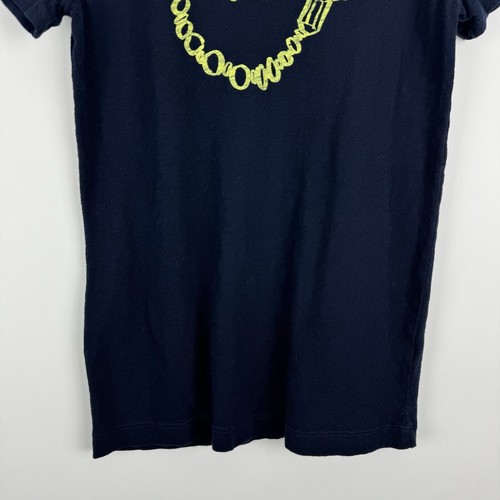 J Crew Womens T-Shirt Size Small Navy Blue Scoop Neck Faux Necklace Tee - Picture 4 of 13