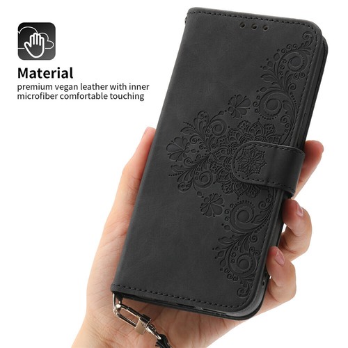Leather Crossbody Flower Wallet Phone Case For Samsung S25 S24 S23 S22 S21 S20FE - Picture 18 of 75