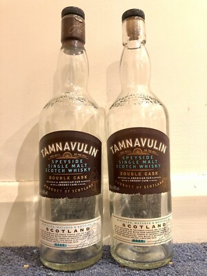 Two Empty Tamnavulin Double Cask Speyside Single Malt Scotch Whiskey Bottles