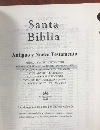 Biblia Letra Gigante Reina 1960 Con Notas E Introducuones Piel con Indice aqua - Picture 5 of 11