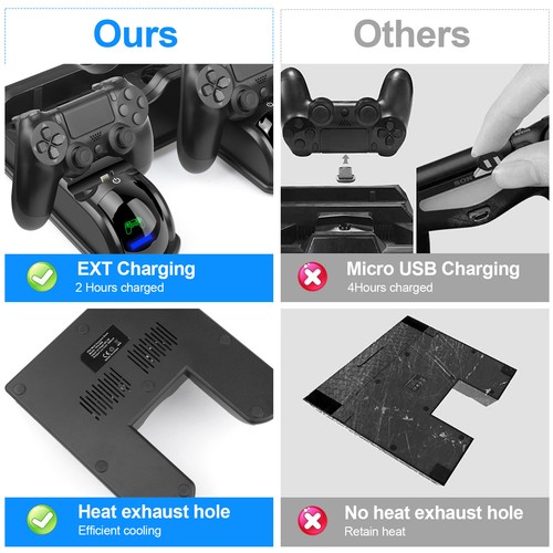 For PS4 Playstation 4 Wireless Controller Charging Dock Station Vertical Stand - Picture 7 of 12