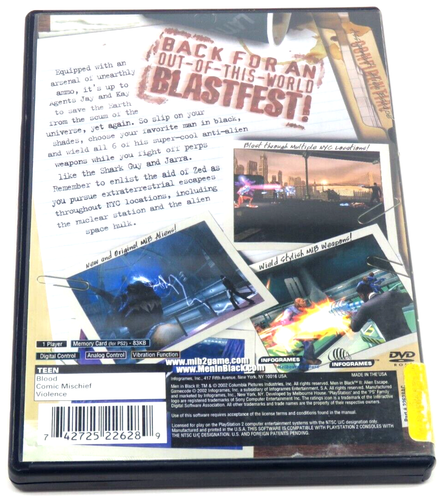 MIB Men In Black II: Alien Escape (PlayStation 2, 2002) PS2 (Case & DVD) NTSC - Picture 2 of 9
