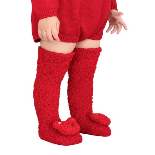 Infant Over the Knee High Socks Cartoon Bear Coral Fleece Baby Socks Shower Gift - Picture 7 of 9