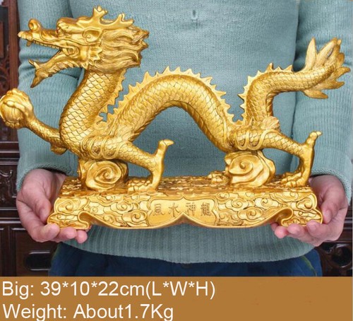 Feng Shui Chinese Loong Resin Figurine Statue for Luck & Success Gifts Dragon - Picture 12 of 17