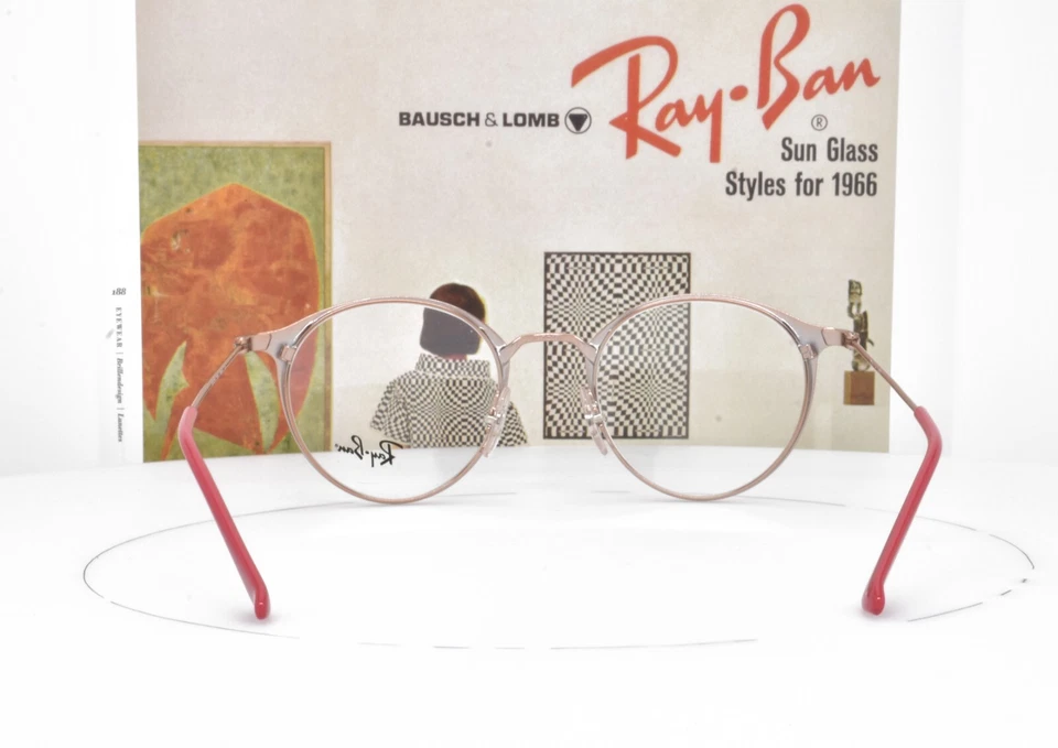 Auténticas gafas Ray-Ban redondas oro rosa rosa nuevas 6378 2974 47-21-140 Foto 3 de 4