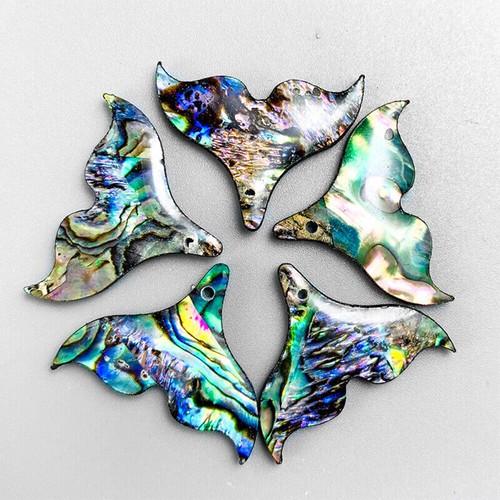 5PCS Natural Abalone Fish Tail Pendants of Pearl Shell for DIY Jewelry Making