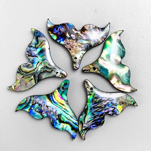 5PCS Natural Abalone Fish Tail Pendants of Pearl Shell for DIY Jewelry Making - Afbeelding 1 van 21